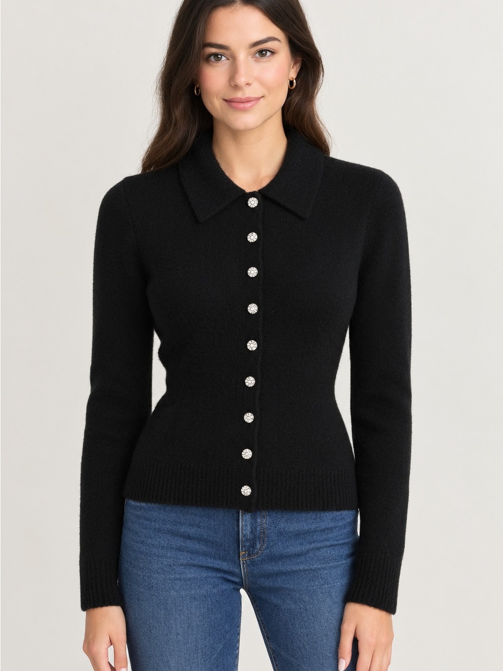J Crew Women’s Milano Stitch Lambswool Black Cinched Waist Cardigan Sweater S